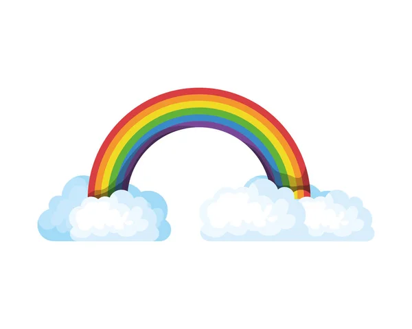 Rainbow with clouds isolated icon — Stock Vector