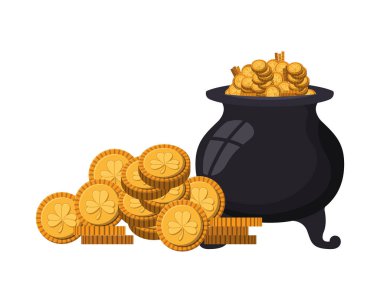 cüce cin kazan paralar izole simgesiyle