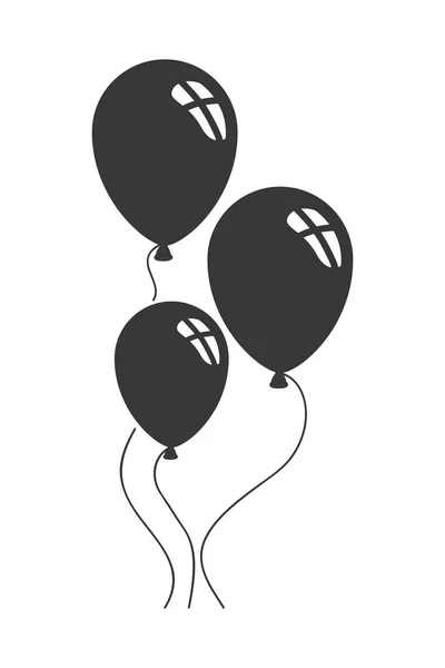 氦黑气球隔离图标 — 图库矢量图片