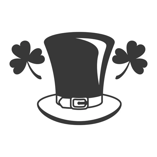Chapeau de lutin avec trèfle icône isolée — Image vectorielle