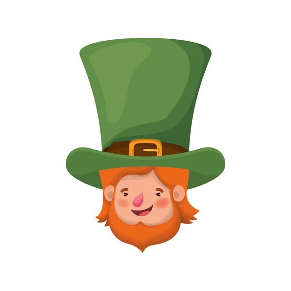 Leprechaun head with hat avatar character — Stock Vector