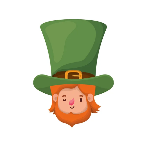 Leprechaun head with hat avatar character — Stock Vector