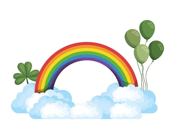 Regenboog met wolken geïsoleerde pictogram — Stockvector