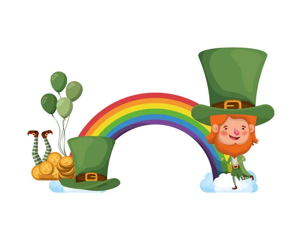 Leprechauns with rainbow avatar character — Stock Vector