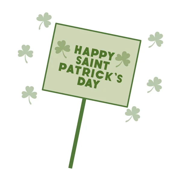 Happy saint patrick day with tag wood isolated icon — Stock Vector