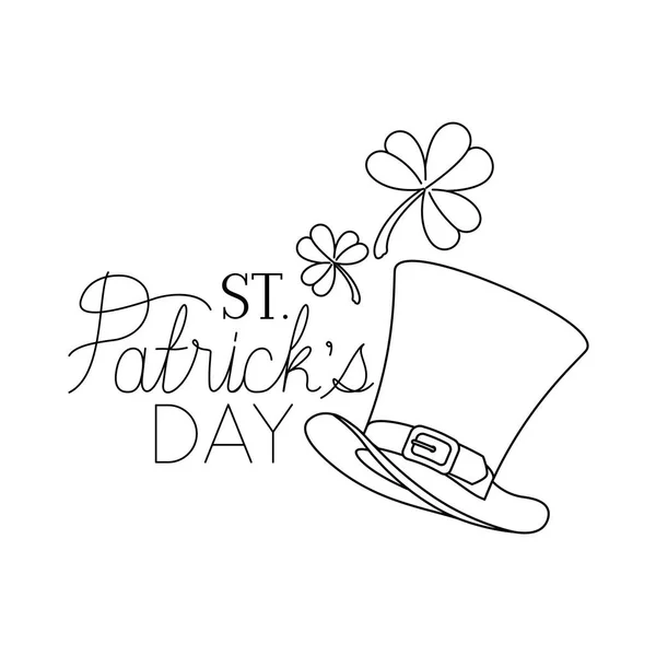 St patricks étiquette de jour avec des icônes de trèfle et d'elfe chapeau — Image vectorielle
