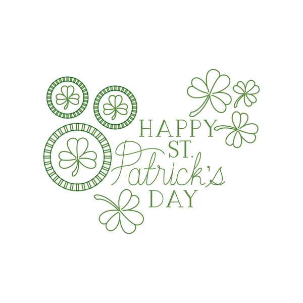 S.t. patricks day label with clover and elf hat icons — Stock Vector