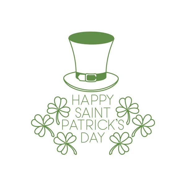 S.t. patricks day label with clover and elf hat icons — Stock Vector
