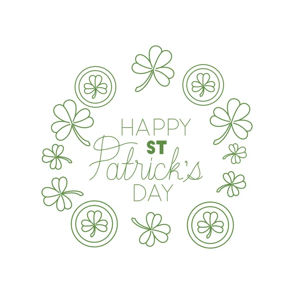St patricks day etikett med klöver och elf hatt ikoner — Stock vektor