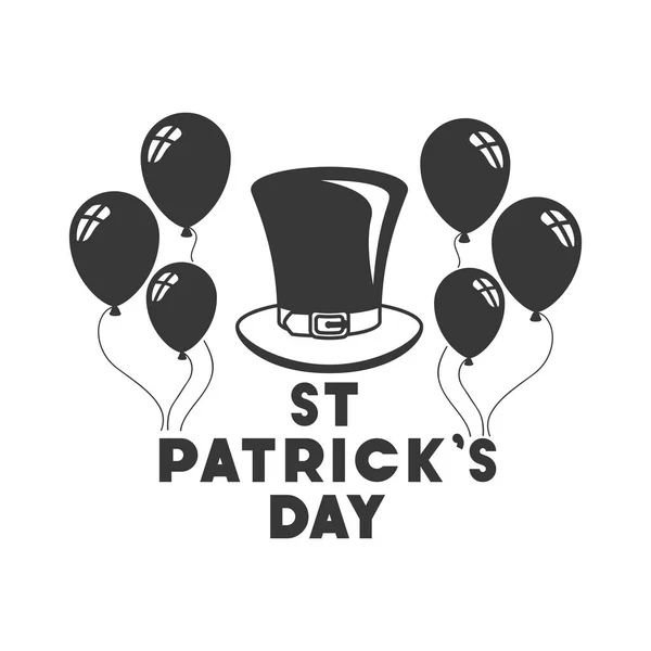 Feliz santo patricks rótulo do dia com ícones de balões — Vetor de Stock