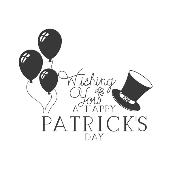 Happy saint patricks day label with balloons icons — Stock Vector