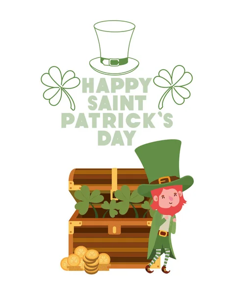 Happy saint patricks dzień etykieta znakiem krasnoludek — Wektor stockowy