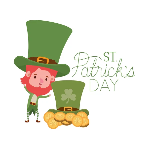 St patricks day label mit Kobold-Charakter — Stockvektor