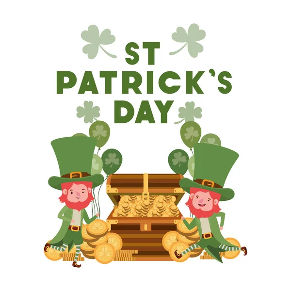 St patricks etichetta giorno con carattere leprecauni — Vettoriale Stock