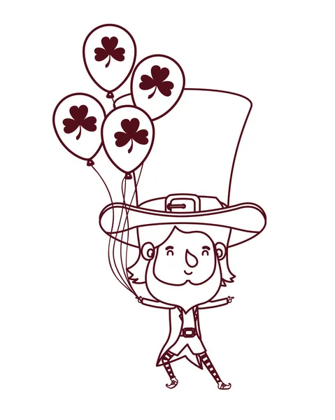 Leprechaun with helium balloon character — Stock Vector
