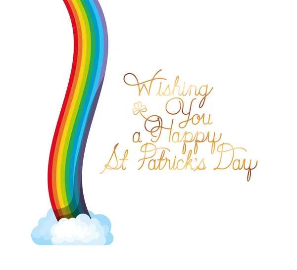 Vous souhaitant un joyeux st patricks étiquette de jour avec icônes arc-en-ciel — Image vectorielle