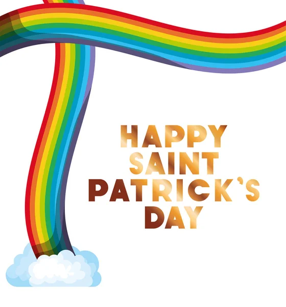 Happy saint patricks dzień etykieta z rainbow ikony — Wektor stockowy