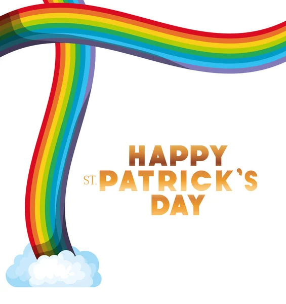 Happy st patricks dag etikett med rainbow ikoner — Stock vektor