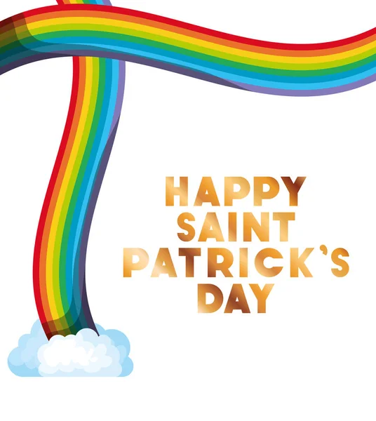 Happy saint patricks dzień etykieta z rainbow ikony — Wektor stockowy