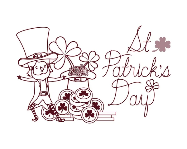 St patricks day etikett med leprechaun karaktär — Stock vektor