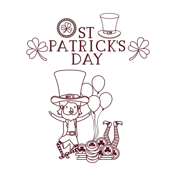 St patricks day etikett med leprechaun karaktär — Stock vektor
