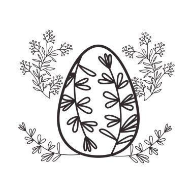Paskalya yumurtası çiçekler ve yapraklar izole simgesi