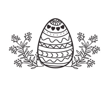 Paskalya yumurtası çiçekler ve yapraklar izole simgesi