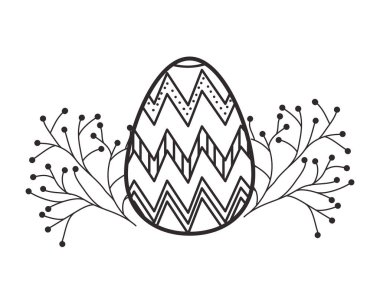 Paskalya yumurtası çiçekler ve yapraklar izole simgesi