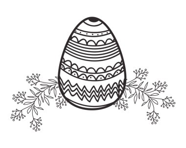 Paskalya yumurtası çiçekler ve yapraklar izole simgesi