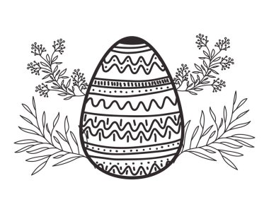 Paskalya yumurtası çiçekler ve yapraklar izole simgesi