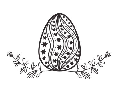 Paskalya yumurtası çiçekler ve yapraklar izole simgesi