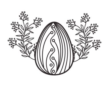 Paskalya yumurtası çiçekler ve yapraklar izole simgesi