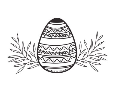 Paskalya yumurtası çiçekler ve yapraklar izole simgesi