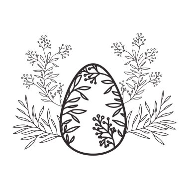 Paskalya yumurtası çiçekler ve yapraklar izole simgesi