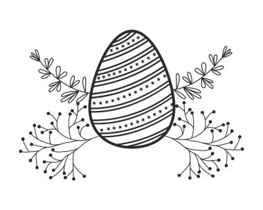 Paskalya yumurtası çiçekler ve yapraklar izole simgesi
