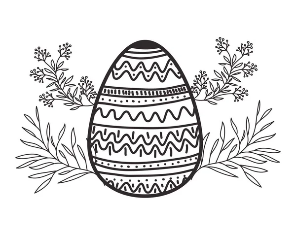 Paskalya yumurtası çiçekler ve yapraklar izole simgesi