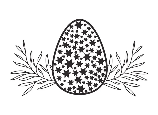 Flores de ovo de Páscoa e folhas ícone isolado —  Vetores de Stock