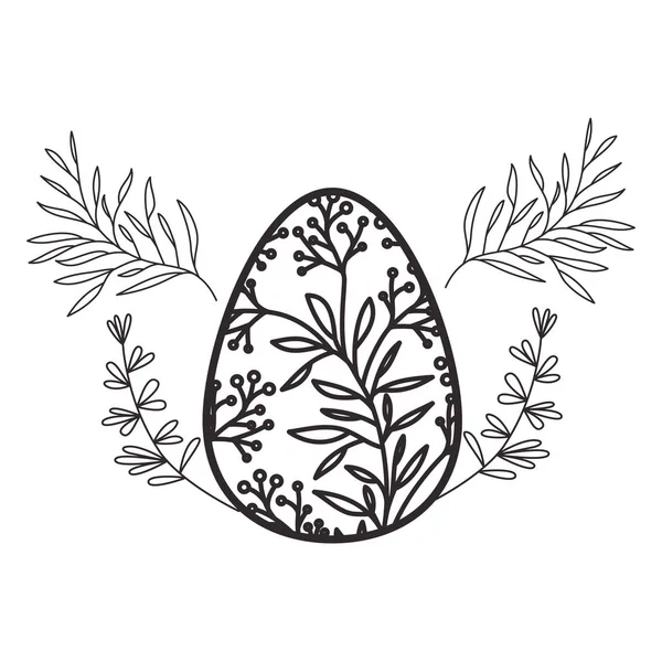 Flores de huevo de Pascua y hojas icono aislado — Vector de stock