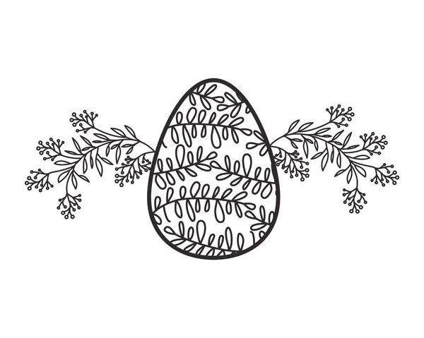 Velikonoční vajíčko květiny a listy izolované ikonu — Stockový vektor
