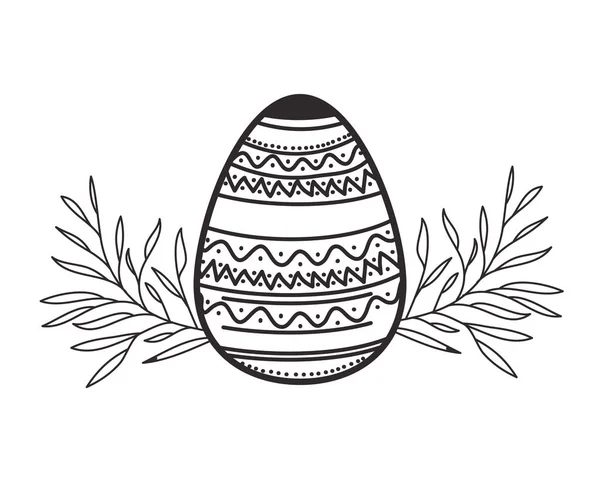 Flores de huevo de Pascua y hojas icono aislado — Vector de stock