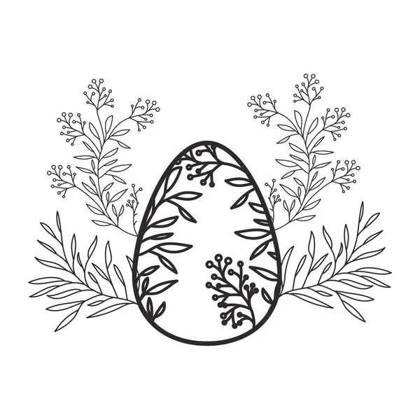 Paskalya yumurtası çiçekler ve yapraklar izole simgesi