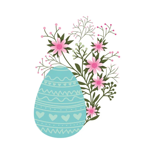 Великодні яйця квіти і листя ізольовані значок — стоковий вектор