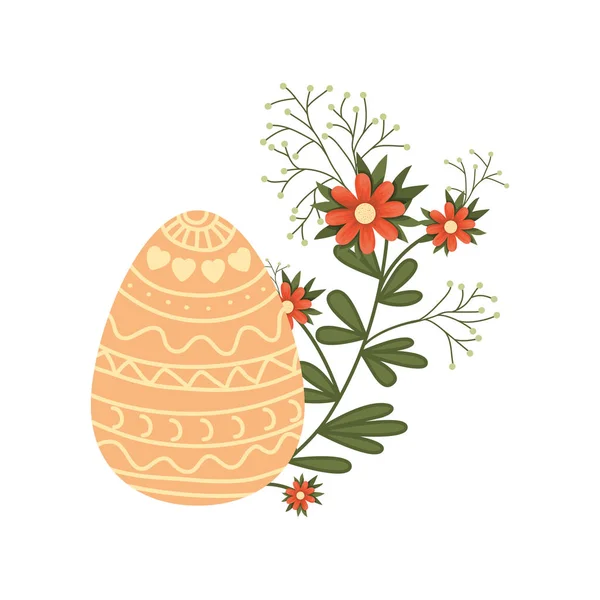 Easter egg flowers and leafs isolated icon — Stock Vector