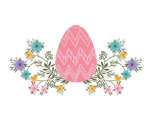 Easter egg flowers and leafs isolated icon — Stock Vector