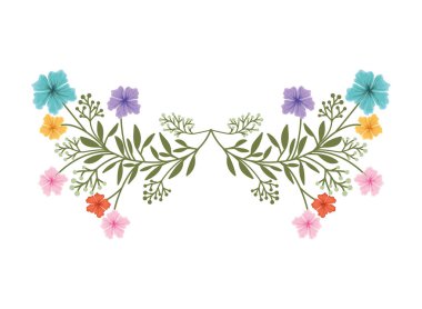 Çiçek çelenk ve izole simgesi yapraklar