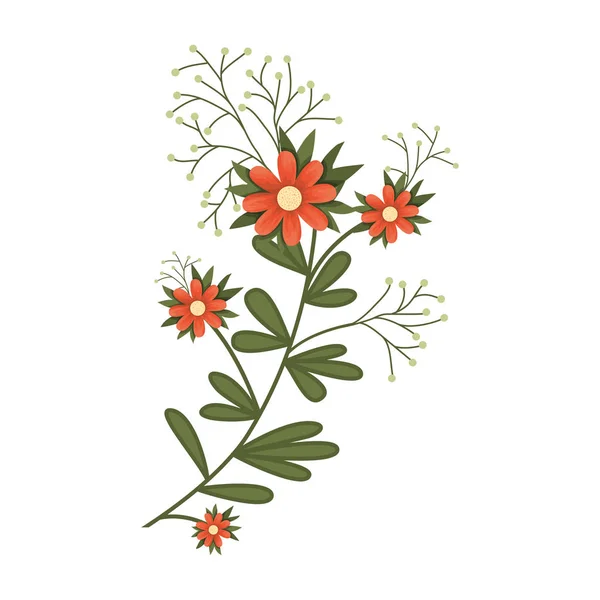 Schöne Blume mit Blättern Ikone isoliert — Stockvektor