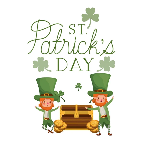 St patricks etichetta giorno con carattere leprecauni — Vettoriale Stock