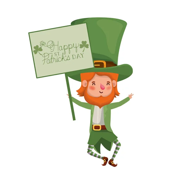 Ich wünsche Ihnen einen frohen Patricks Day mit Kobold-Charakter — Stockvektor