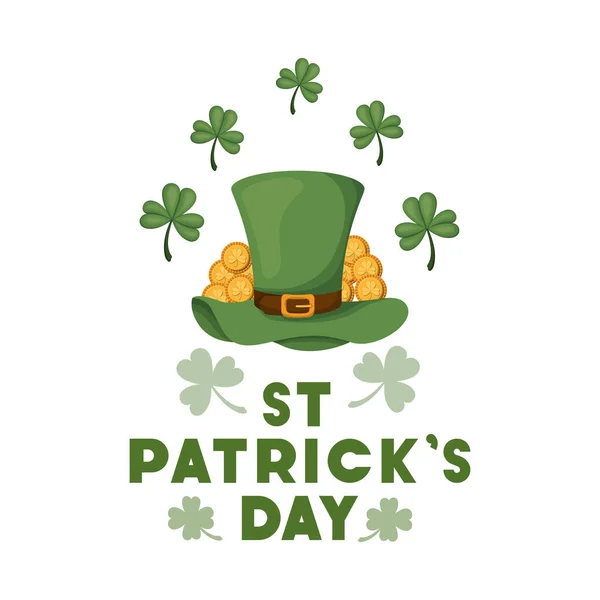Wishing you a happy st patricks day label with coins icons — Stock Vector