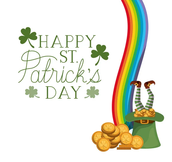Wishing you a happy st patricks day label with coins icons — стоковый вектор